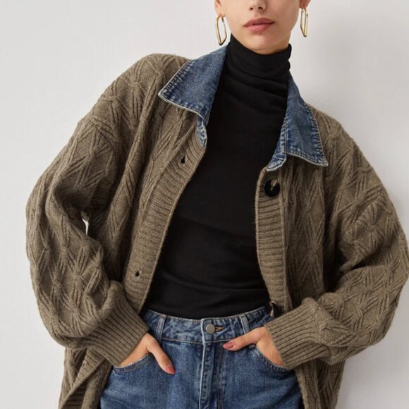 Commense Diamond Stitch Knitting Longline Cardigan - Picture 4 of 10